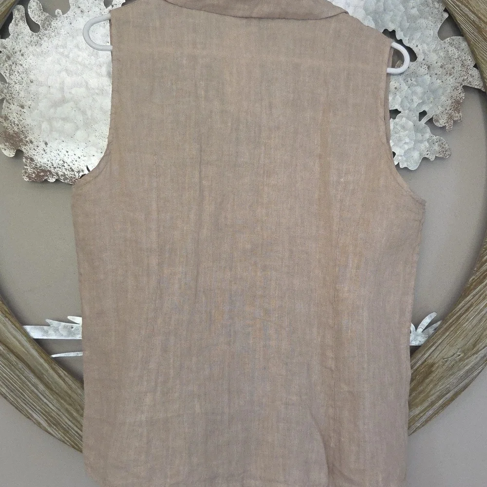 Tan Linen Vest - Picture 2 of 5